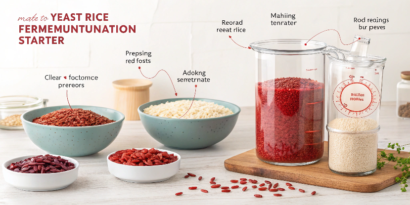 How to make red yeast rice fermentation starter